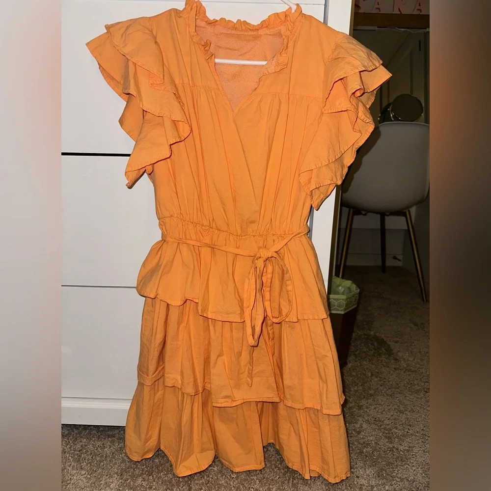 Orange Ruffle Dress - Picture 1 of 5